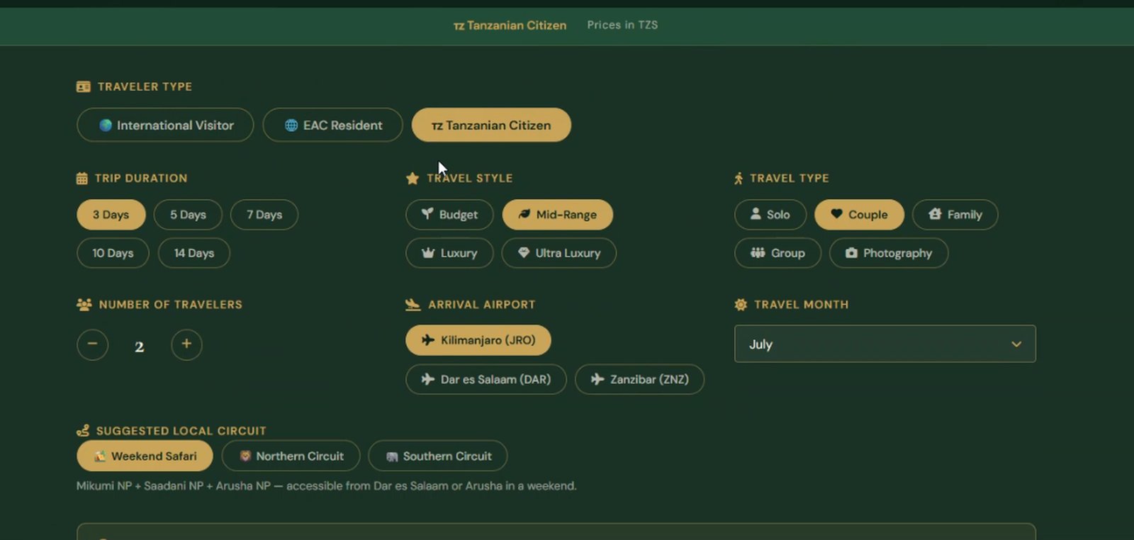 Safari Planner platform